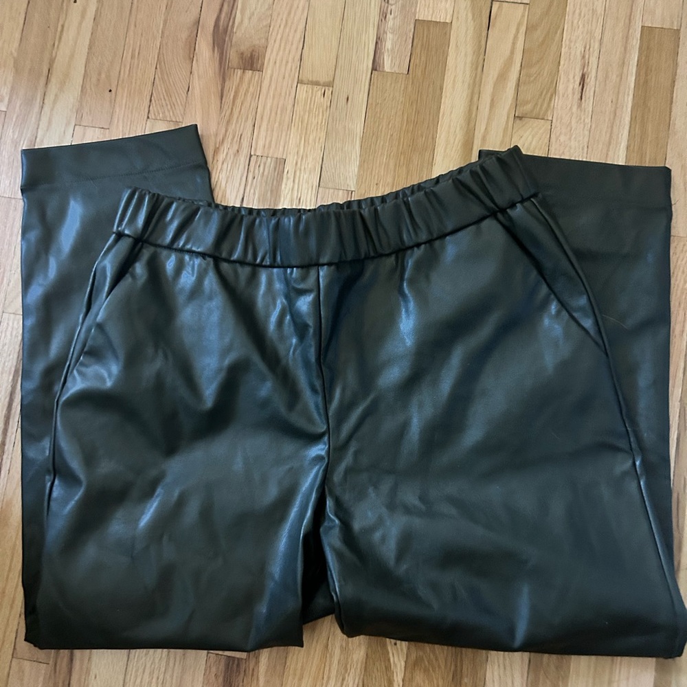 Faux leather flare pants